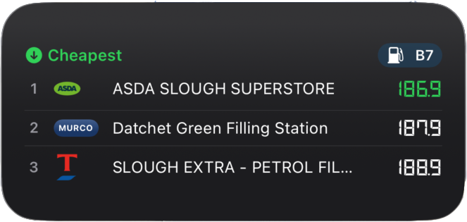 Cheapest Nearby B7 medium widget — ASDA Slough, Datchet Green, Slough Extra